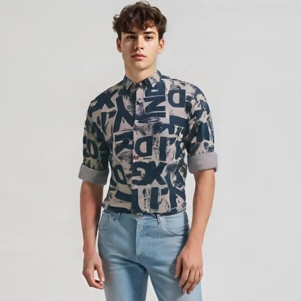 Printed Shirt Men Regular Fit Printed Spread Collar Casual Shirt . - Image 2
