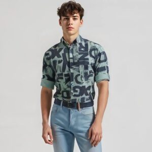Printed Shirt Men Regular Fit Printed Spread Collar Casual Shirt .
