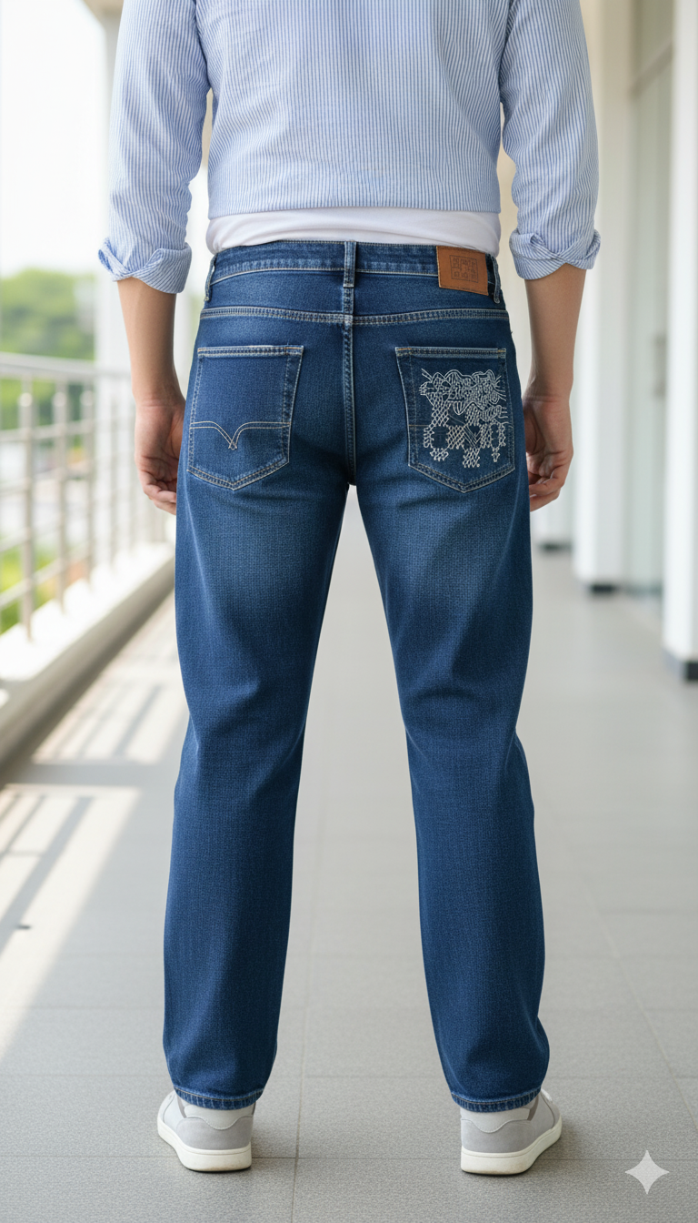 Baggy Jeans Men’s Relaxed Fit Wide-Leg Jeans – Classic Blue Denim - Image 2