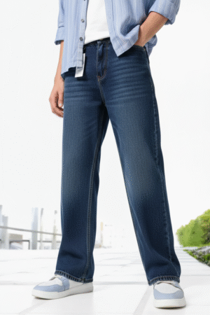 Baggy Jeans Men’s Relaxed Fit Wide-Leg Jeans – Classic Blue Denim