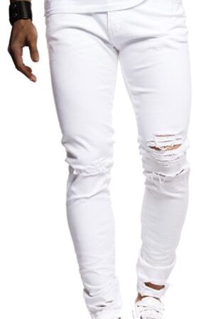 White Damage Jeans for Men – Premium Ripped Denim Style