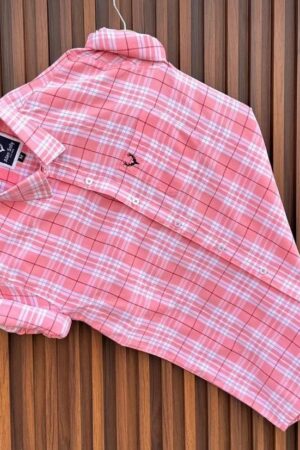 Men’s Pink Checked Cotton Shirt – Stylish Casual Wear | FashionStyleHub