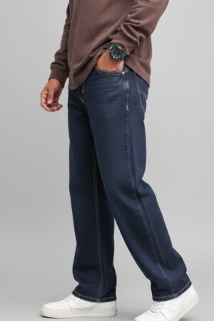 Men’s Dark Blue Straight Fit Denim Jeans | Premium Stretch – FashionStyleHub