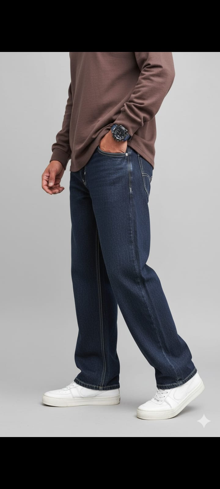 Men’s Dark Blue Straight Fit Denim Jeans | Premium Stretch – FashionStyleHub